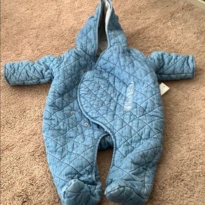 Baby Quilted Chambray Bear One-Piece | baby gap